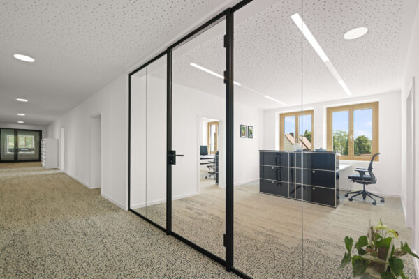 fritzoffice Raiffeisenbank Straubing_Einrichtung_Sekretariat Goldbach Glaswand